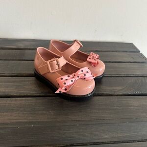 Mini Melissa Maggie Bow Pink Mary Jane Style Shoes Size 6 NWOB